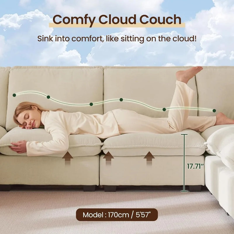 Modular Sectional Sofa Deep Seat Cloud Couch with Reversible Chaise L Shaped Couch