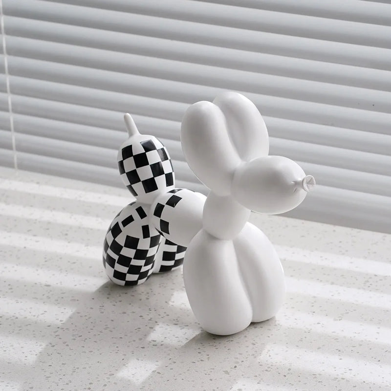 Vilead Plaid Balloon Dog Ornament INS Light Luxury Tabletop Shelf Living Room Home Office Decoration Accessories Modern Art Gift