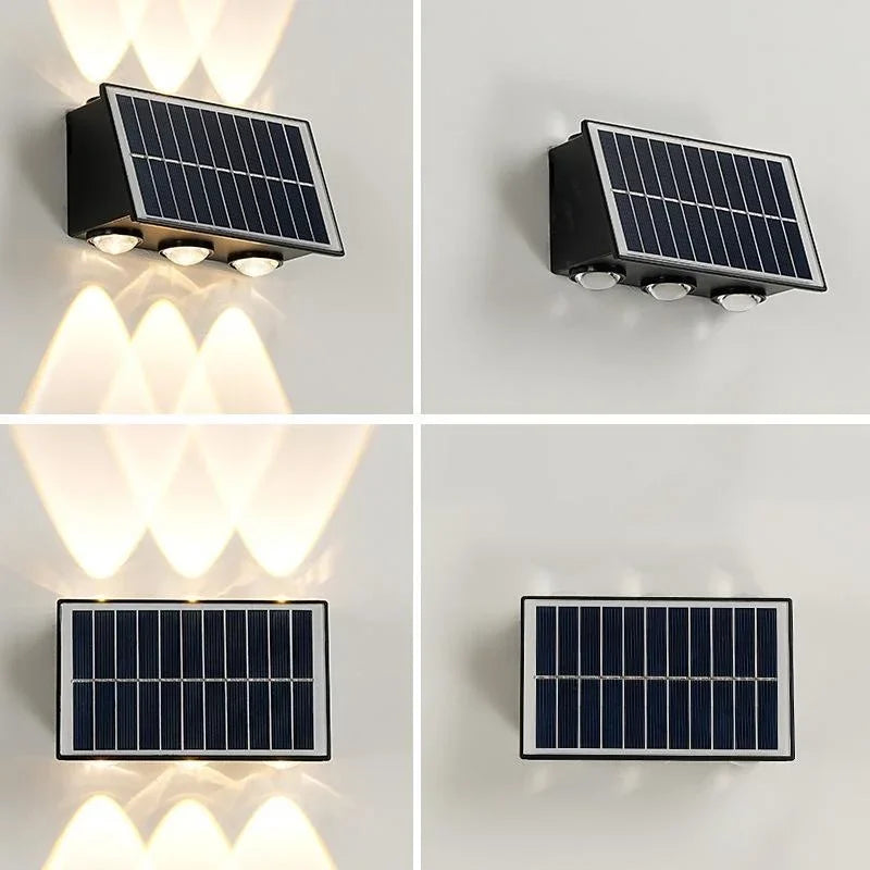 Solar LED Spotlight Outdoor Waterproof Upper Lower Lighting Porch Lights Solar Powered Streetlight for Balcony Courtyard Garden