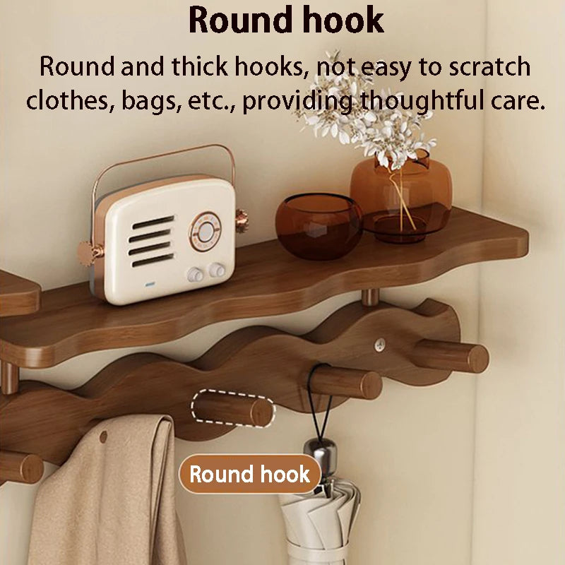 Entrance Hall Coat Rack Wall Mounted Clothes Scarf Storage Hooks Interior Clothing Bag Keys Organizer Hangers with Storage Rack