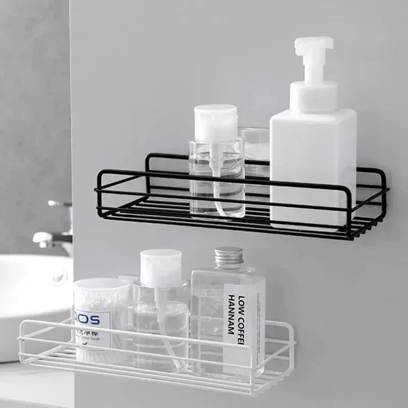 Bathroom Corner Triangle Shelf Wall Mounted Storage Shelves Shampoo Holder Cosmetic Rack Iron Shower Drain Basket Organizer