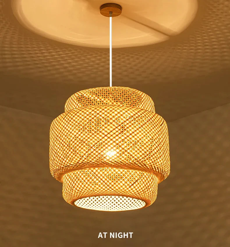 30cm Modern Bamboo Pendant Light Hand Woven Bamboo Art Chandelier Dining Room Lantern Chandelier Bedroom Dining Room Lamp