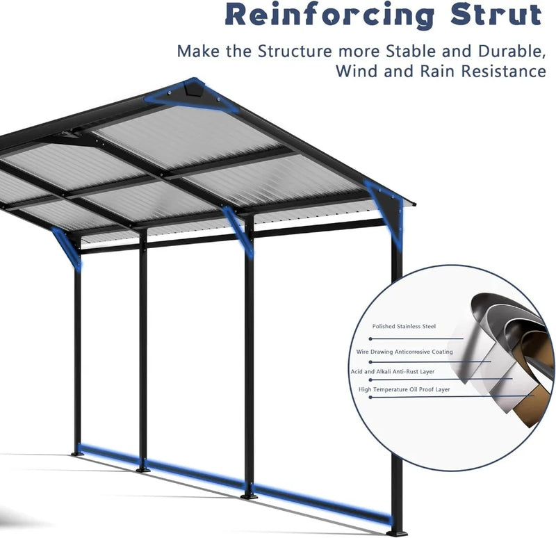 Carport Canopy 10x15 Heavy Duty,Metal Carport with Reinforced Structrure and Base,Outdoor Garage Car Shelter Frame for Pickup,
