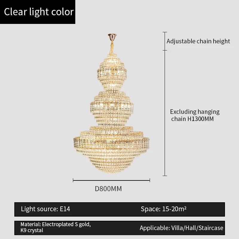 European Duplex Chandelier Luxury Hotel Lobby Loft Crystal Light Creative Personality Villa Living Room Stairwell Big Hanging, this Beauty ships from Europe, Arrival 29- 42 days