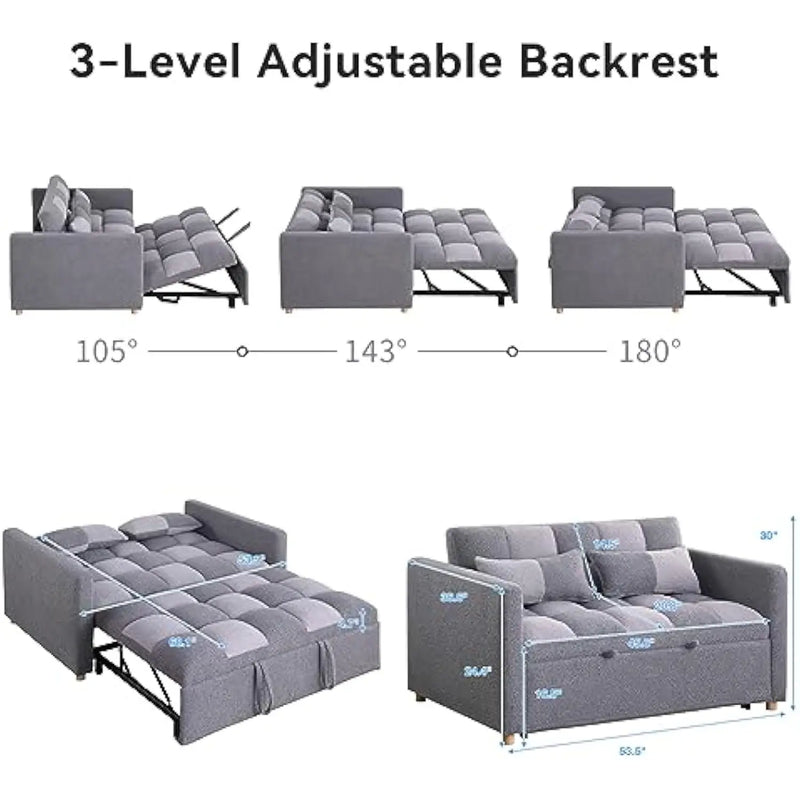 Loveseat Sleeper Sofa- 3 in 1 Convertible Sofa Bed,Pull Out Couch with Adjustable Backrest