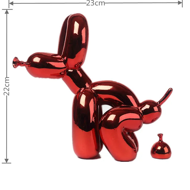 Balloon Dog Statue for Home Decoration, Resin Animal Sculpture, Doggy Poo, Standing Craft, Office Decor, Black and Gold