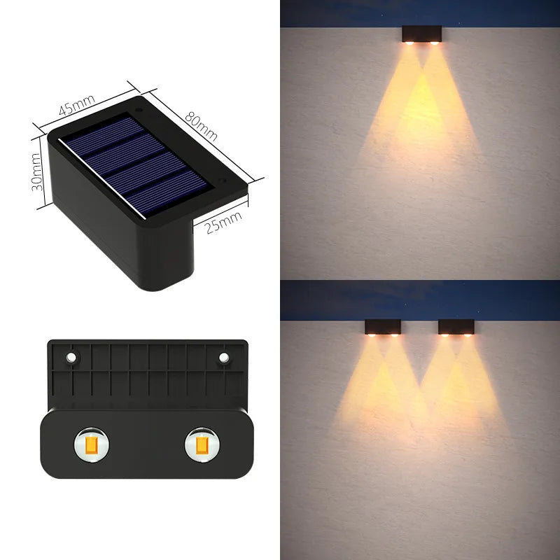 10/8/6/4LED Solar Wall Lamp Outdoor Waterproof Up and Down Luminous Lighting for Garden Fence Decoration Sunlight Light