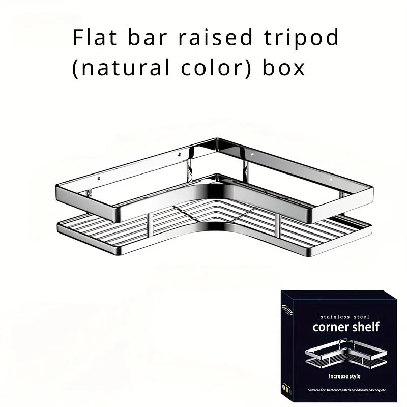 Wall Mounted Bathroom Shelf Organizer with Thickened Iron Triangle Frame, Kitchen Corner Shelf