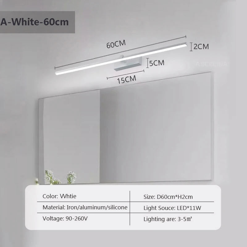 LED Wall Lamp 40/80/100cm Modern Mirror Decor Lighting Long Strip Light For Bathroom Washroom Kitchen Indoor Luminaire Lustre