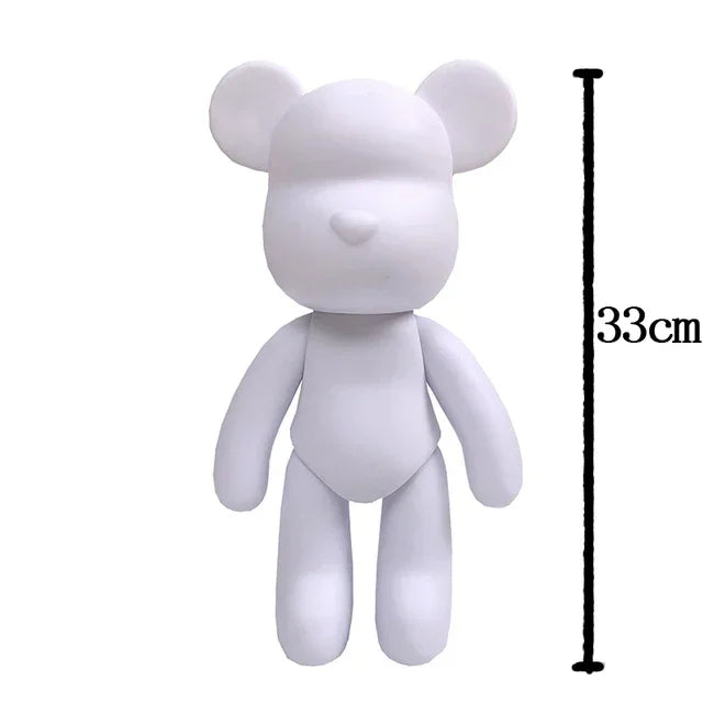 Vinyl White Bear Figure DIY Graffiti Handmade Bear Statue Painting Fluid Pigment Vinyl Graffiti Figurine Decoration Kid Toy Gift