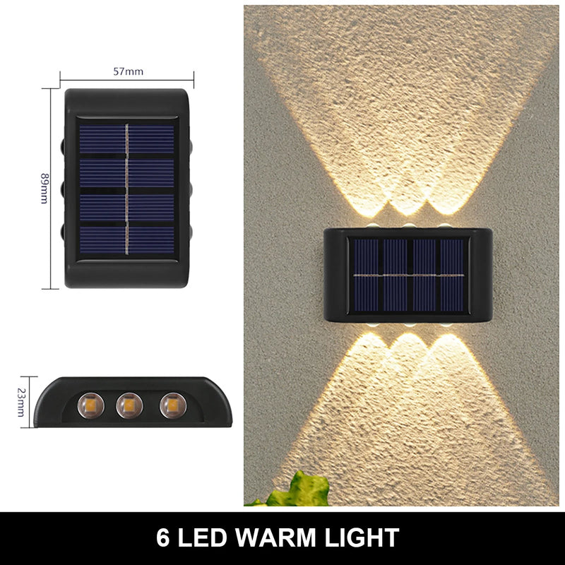 10/8/6/4LED Solar Wall Lamp Outdoor Waterproof Up and Down Luminous Lighting for Garden Fence Decoration Sunlight Light