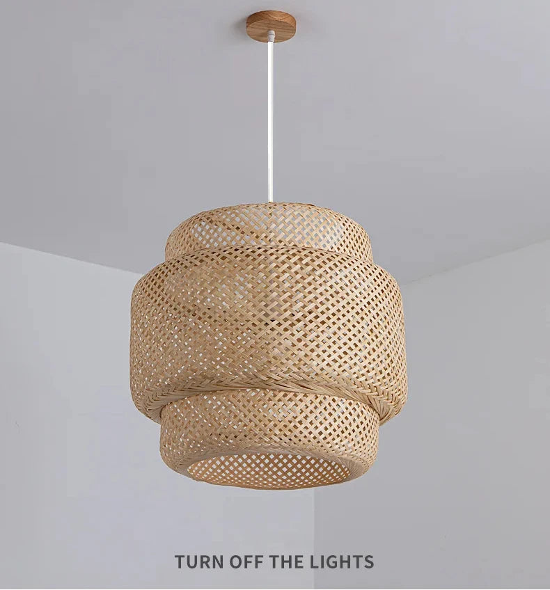 30cm Modern Bamboo Pendant Light Hand Woven Bamboo Art Chandelier Dining Room Lantern Chandelier Bedroom Dining Room Lamp