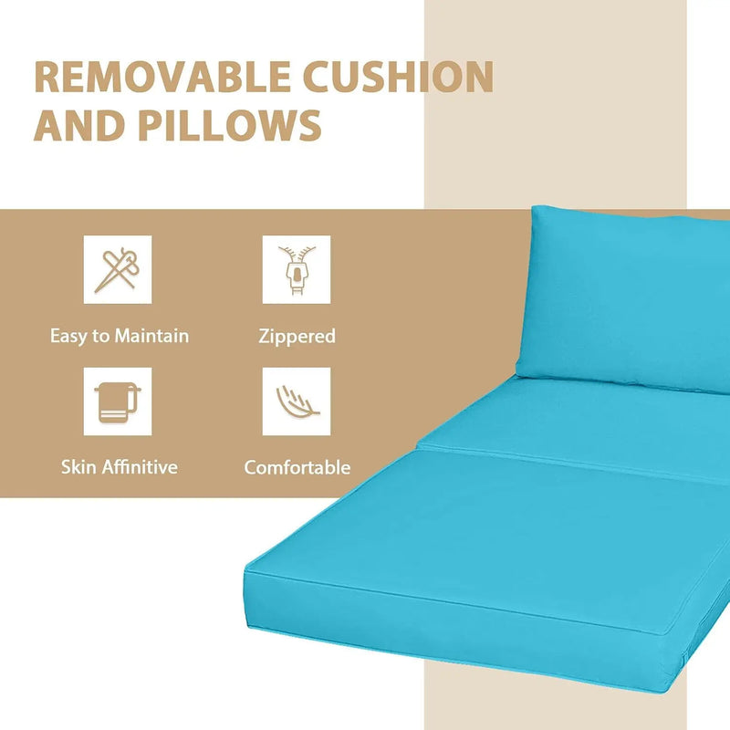 5-piece chaise longue set with ottoman and coffee table, outdoor rattan wicker chaise longue, sofa bed, sofa set with cushions