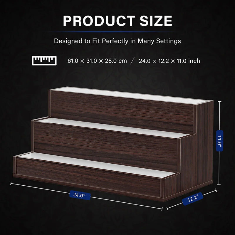 LED Lighted Liquor Shelves Wooden Bottle Display Shelf with App Remote Control For Home Bar Pub Restaurants Party Supplies
