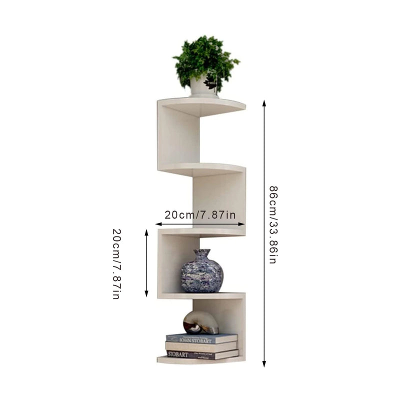 Wall Mounted Corner Storage Rack Classic Corner Wall Rack 5 Layers Semi-circular Partitions for Bookshelf Storage Decoration