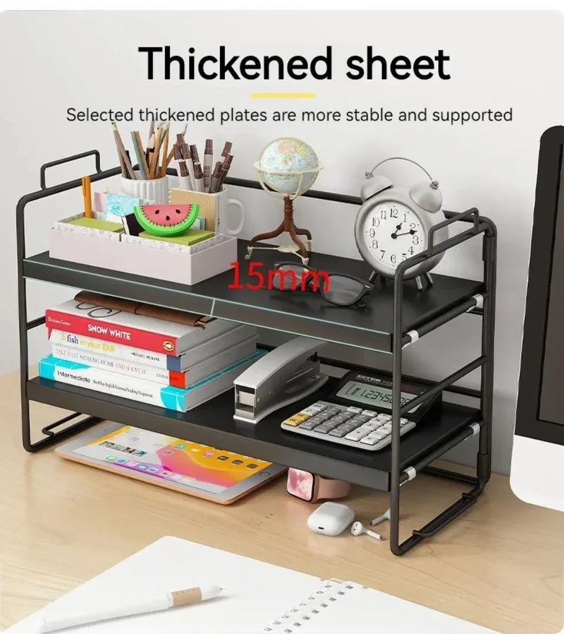 Desktop Bookshelf Organizer Multi-Layer Storage Rack Wooden Flower Shelf Kitchen Organizer Save Space Bedroom Makeup Stand Rack