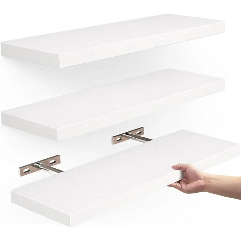 Wooden Hanging Storage Rack Durable Wall Mounted Hanging Wall Shelves Sturdy Invisible Brackets Floating Shelves