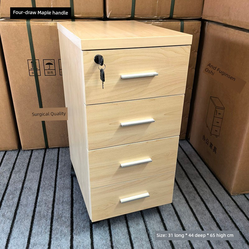 Solid Wood Simplicity Modern White Activity with Lock Small Mobile Cabinet