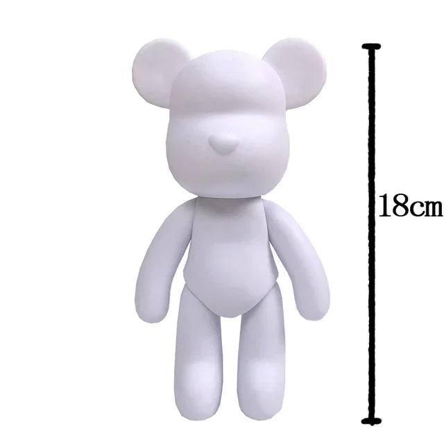 Vinyl White Bear Figure DIY Graffiti Handmade Bear Statue Painting Fluid Pigment Vinyl Graffiti Figurine Decoration Kid Toy Gift