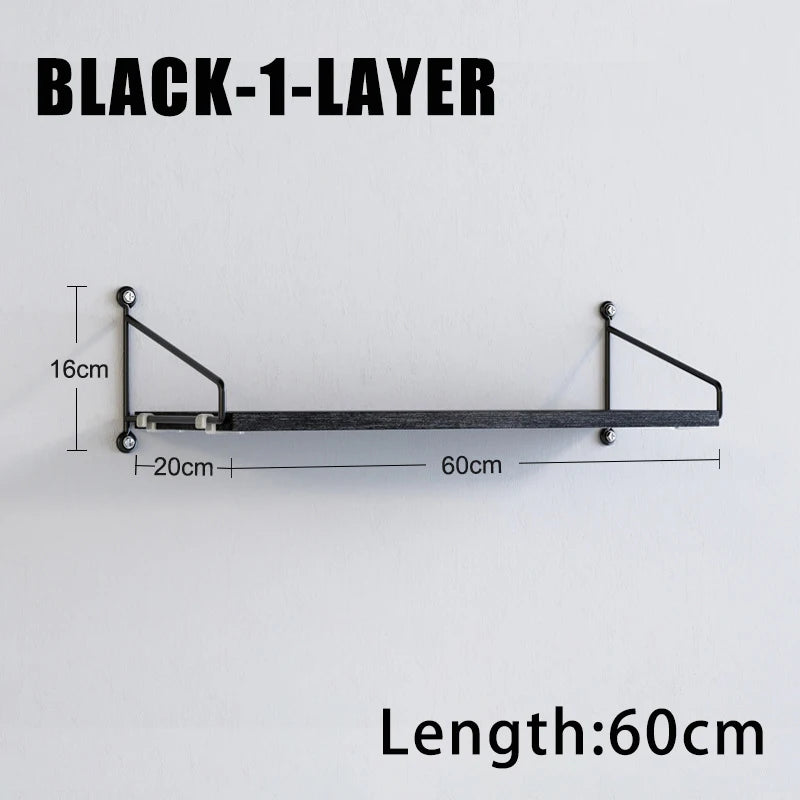 Wall Mounted Shelves Iron art Wood Hanging Book Shelf For Living Room Bedroom Storage Basket Wall Decoration Rack Doll Organizer
