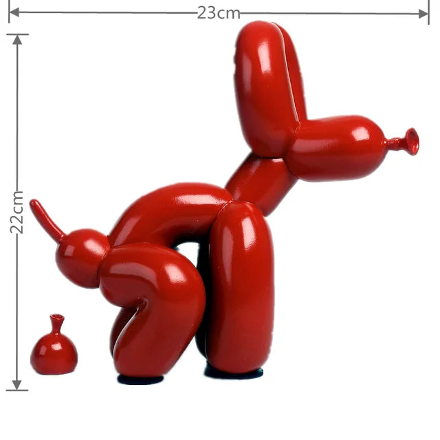 Balloon Dog Statue for Home Decoration, Resin Animal Sculpture, Doggy Poo, Standing Craft, Office Decor, Black and Gold