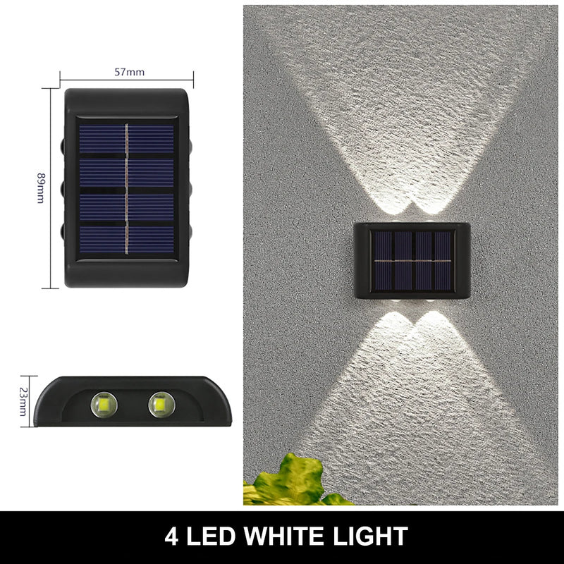 10/8/6/4LED Solar Wall Lamp Outdoor Waterproof Up and Down Luminous Lighting for Garden Fence Decoration Sunlight Light