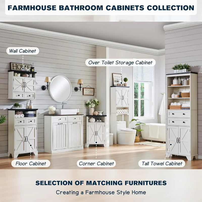 Corner bathroom cabinet with barn door and adjustable shelf, small corner cabinet, kitchen cabinet, bathroom storage cabinet