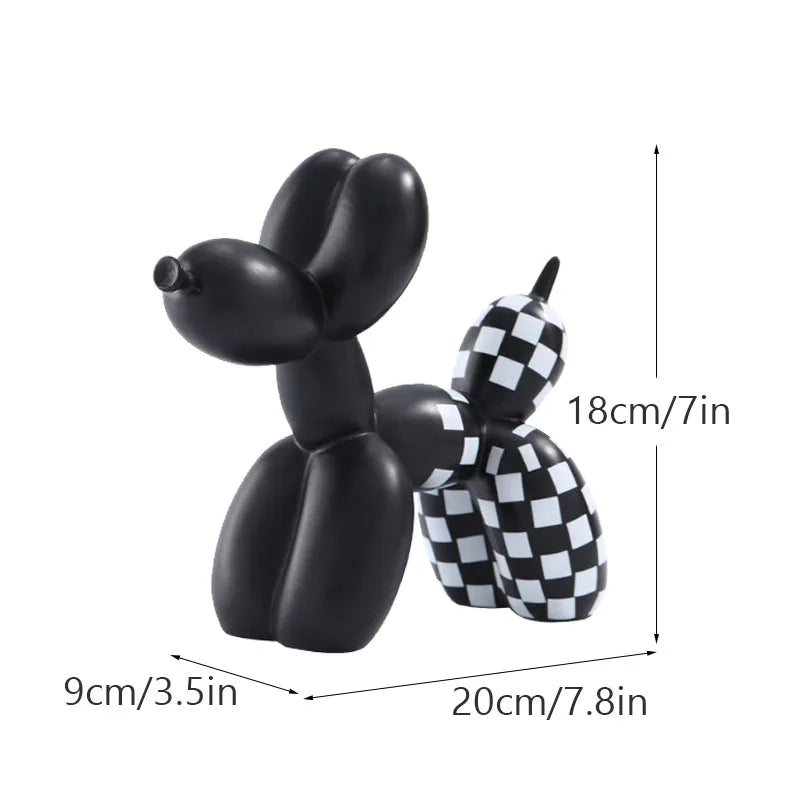 Vilead Plaid Balloon Dog Ornament INS Light Luxury Tabletop Shelf Living Room Home Office Decoration Accessories Modern Art Gift