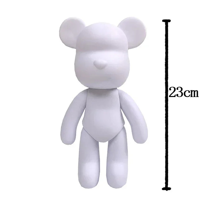 Vinyl White Bear Figure DIY Graffiti Handmade Bear Statue Painting Fluid Pigment Vinyl Graffiti Figurine Decoration Kid Toy Gift