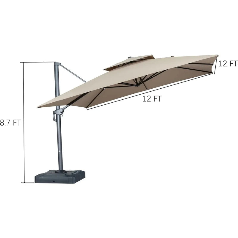 10' X 13' Double Top Cantilever Patio Umbrella Deluxe Large Outdoor Umbrella with Fade Resistance Rectangle Offset Umbrella