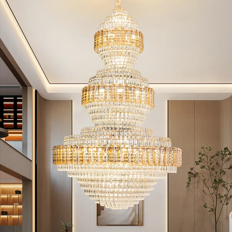 European Duplex Chandelier Luxury Hotel Lobby Loft Crystal Light Creative Personality Villa Living Room Stairwell Big Hanging, this Beauty ships from Europe, Arrival 29- 42 days
