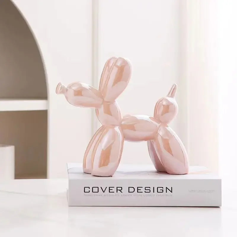 22cm Creative Balloon Dog Abstract Ceramic Ornament Sculpture Study Room Statue Home Office Accessories Decoration Gift