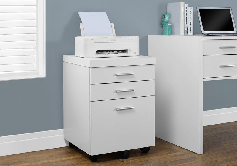 Contemporary White Mobile File Cabinet with Printer Stand 3-Drawer Office Furniture Laminate filing cabinet