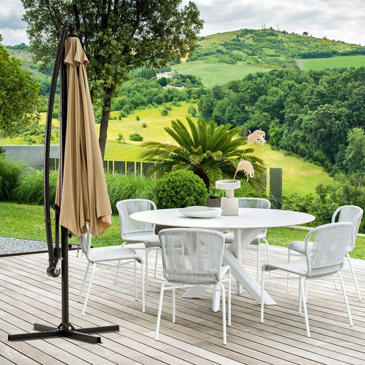 VECELO 9.8Ft Offset Patio Umbrella Offset Hanging Cantilever Patio Outdoor Market Umbrella Upf50+ Uv Protection