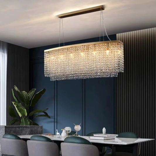 Luxury Crystal Brushes Chrome Gold Ceiling Chandeliers Hanging Lamps Lamp Gloss Home Decor Oval For Dining Table Arrival 8-12 days