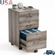Office Mobile File Cabinet 3-Drawer Lockable Rolling Storage Cabinet Letter-Sized Folders with Handles & Wheels Gray Oak