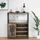 Wine Bar Rack Cabinet with Detachable Wine Rack, Bar Cabinet with Glass Holder, Small Sideboard and Buffet Cabinet with Mesh Doo