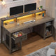 55" Office Desk with Drawers,Farmhouse Desk with Power Outlets Reversible Computer Desk Long Monitor Stand Large Home Office