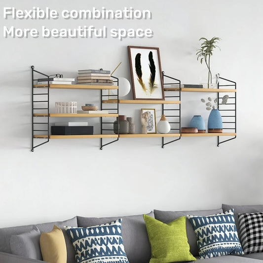 Wall Mounted Shelves Iron art Wood Hanging Book Shelf For Living Room Bedroom Storage Basket Wall Decoration Rack Doll Organizer