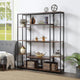 5 Tier Bookshelf, Industrial Tall Bookcase, Rustic Freestanding Storage Shelf For Living Room, Bedroom And Home Office, Metal