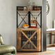 Corner Bar Cabinet with Storage, Wine Cabinet with Glass Holder, Metal Mesh Door & Adjustable Shelf, Liquor Cabinet Bar for Home
