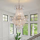 16.9" Luxury Retro Crystal Chandelier European Style Imperial Style Copper Color 7-Light Lighting Fixture Classy Living Room Restaurant Entrance Ceiling Light