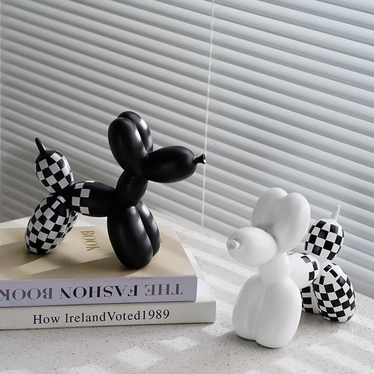 Vilead Plaid Balloon Dog Ornament INS Light Luxury Tabletop Shelf Living Room Home Office Decoration Accessories Modern Art Gift