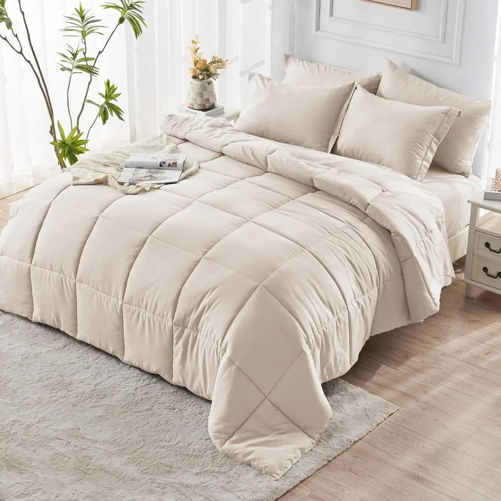 JOLLYVOGUE California King Comforter Set, Ultra-Soft Cal King Comforter Set, California King Size Comforter Set, Goose Down Alte