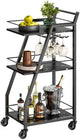 Bar Cart, Bar Carts for The Home, Small Bar Cart on Wheels, Beverage Cart, Home Bar Serving Cart with Glass Holder