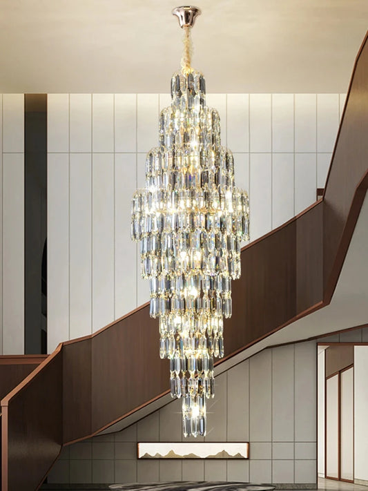 Duplex Building Chandelier Villa Living Room Crystal Lamp Hotel Luxury Chandelier High-end Spiral Staircase Long Chandelier. Gorgeous beauty arrives 30-42 days
