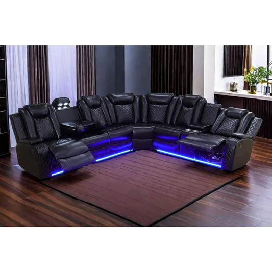 recliner.Living Room Set Sectional Couches with USB Ports for Living Room, Power Leather Reclining Corner Sectionals Sofa Couch