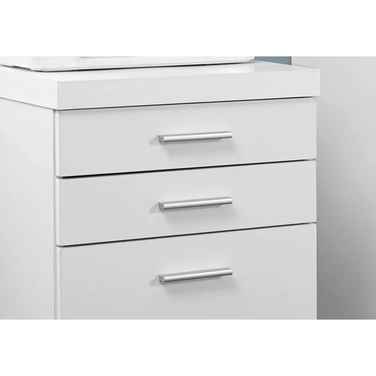 Contemporary White Mobile File Cabinet with Printer Stand 3-Drawer Office Furniture Laminate filing cabinet