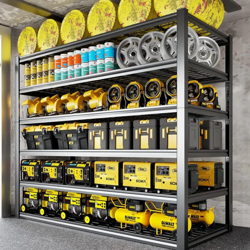 Garage Shelving Heavy Duty, Adjustable Storage Shelving Unit, Commercial Metal Shelf Rack for Warehouse, Pantry, School, Shop