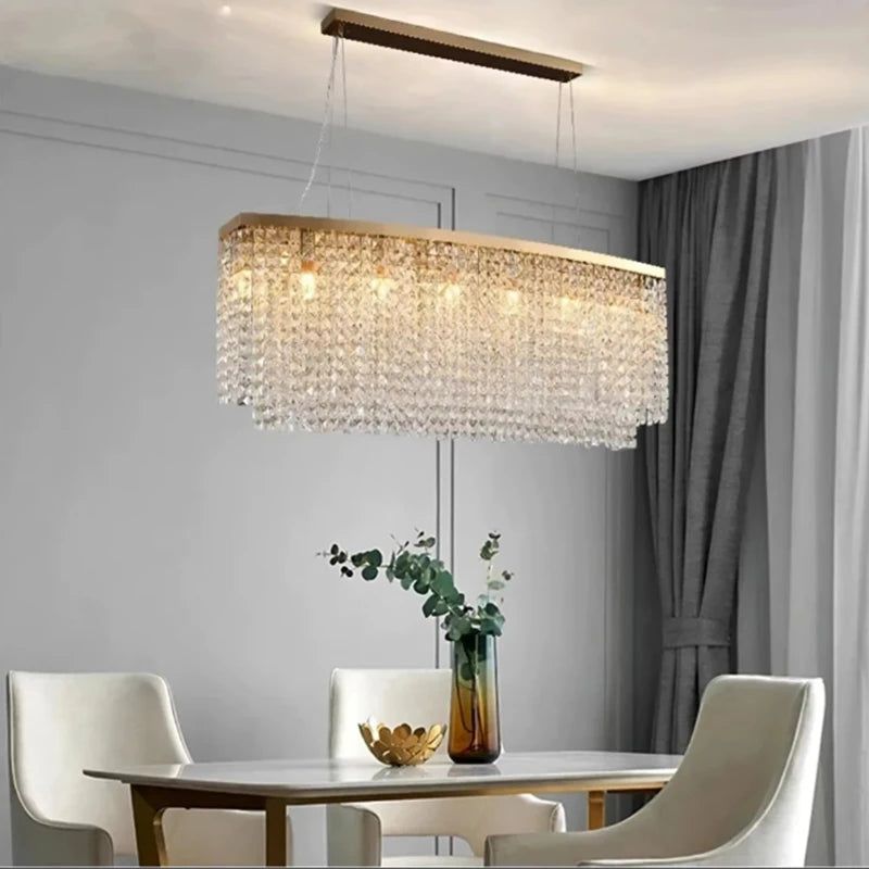 Luxury Crystal Brushes Chrome Gold Ceiling Chandeliers Hanging Lamps Lamp Gloss Home Decor Oval For Dining Table Arrival 8-12 days
